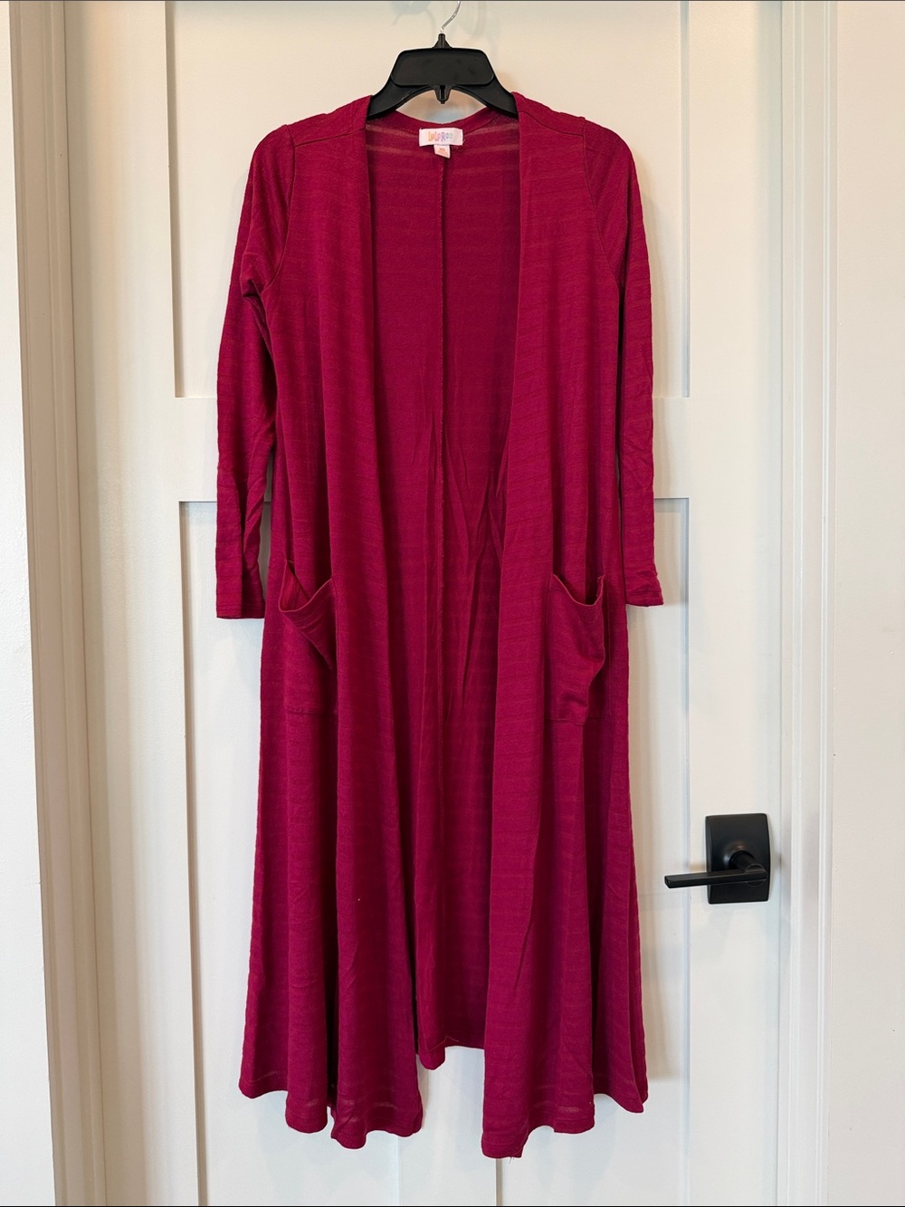 Lularoe athletica Open-Front Long Cardigan in Raspberry